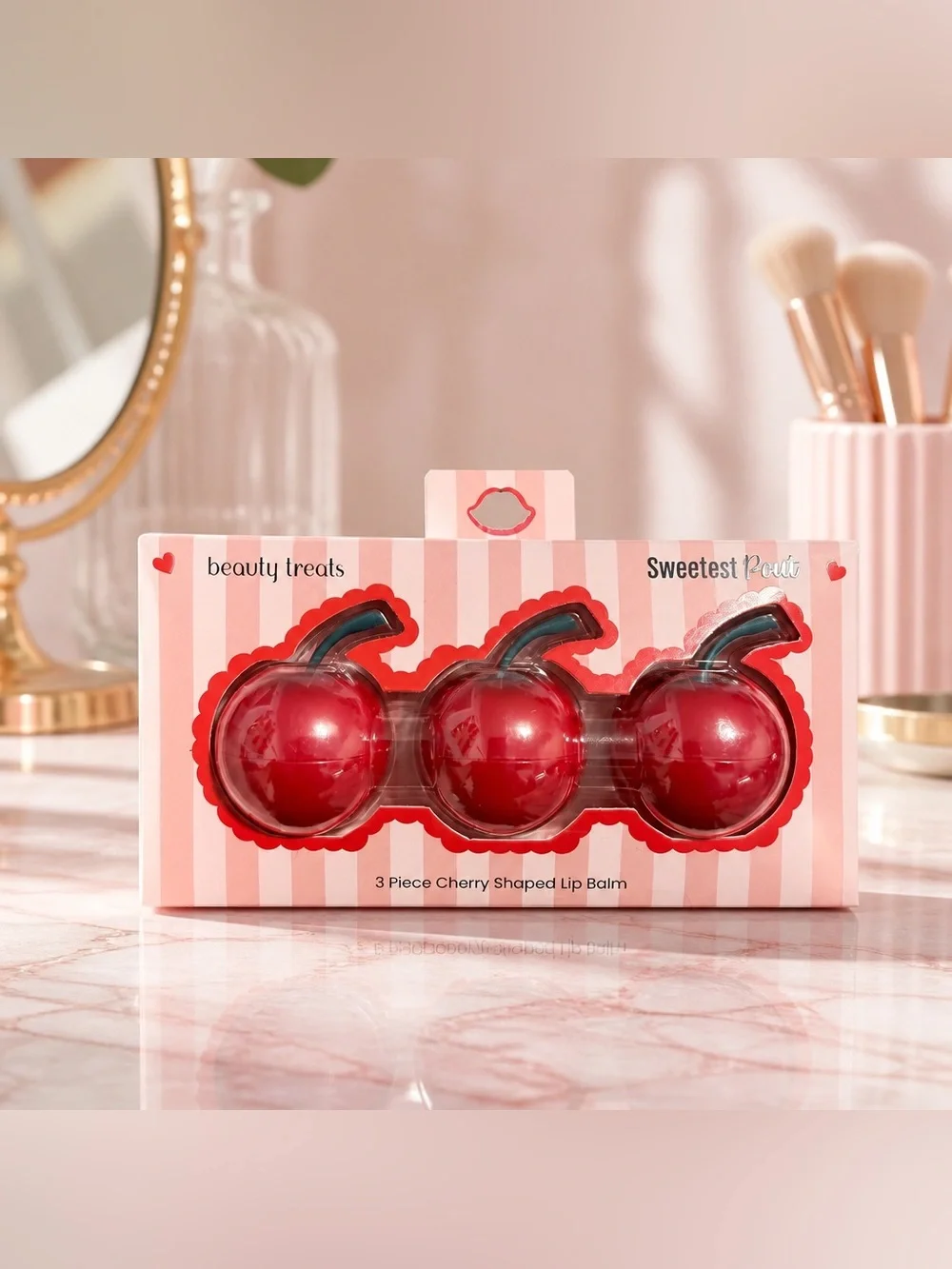 Beauty Treats Sweetest Pout Cherry Lip Balm Trio Set